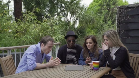 Group of friends One supporting win annoying Stock Footage 89922205