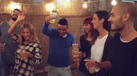 Group of friends in a party dance Stock Footage 68019398