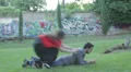 group of friends playing in the park - jump - tikle - lift - fun HD Footage