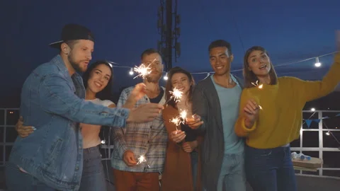 A group of friends say goodbye. Stock Footage 112578486
