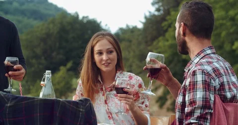 Group of friends spending time making a picnic and a barbeque. shot in slow moti Stock Footage 92470275