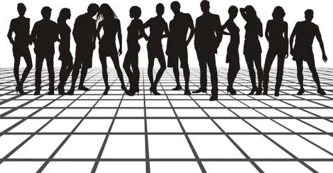 Group of friends on the Square Stock Illustration