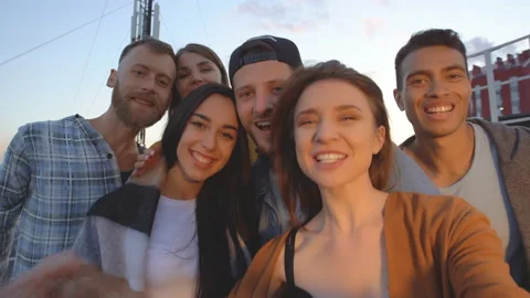 A group of friends take a selfie Stock Footage 112578989