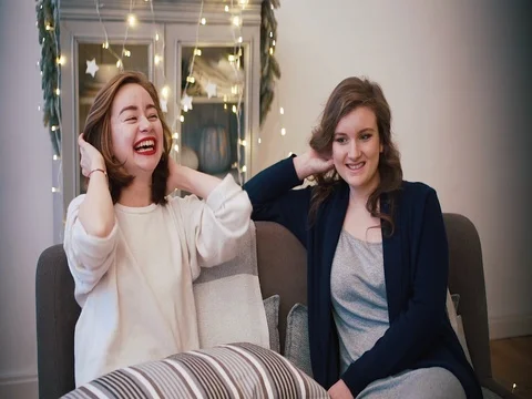 Group of friends talking and laughing. Stock Footage 72491974