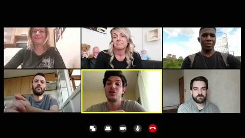 A group of friends talking on video call in time of corona virus lockdown Stock Footage 132234856