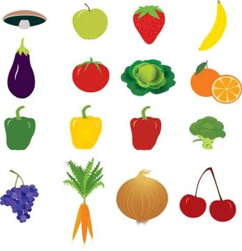 Group of Fruit and Vegetables Stock Illustration
