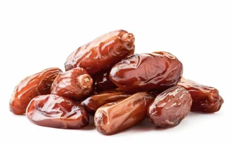 Group of fruit dates in close-up on a white. Isolated Stock Photos