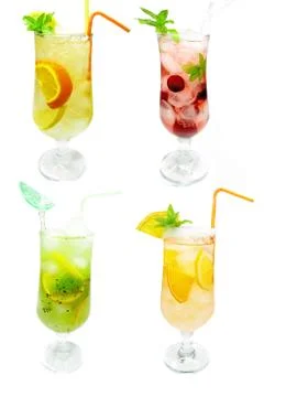 Group of fruit lemonade drinks Stock Photos