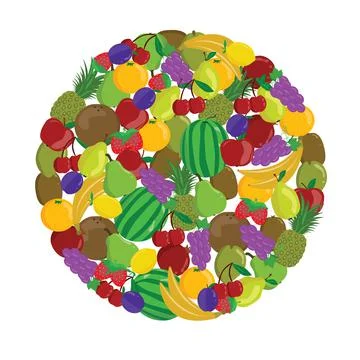 Group of fruits flat design, scalable to any size vector Stock Illustration