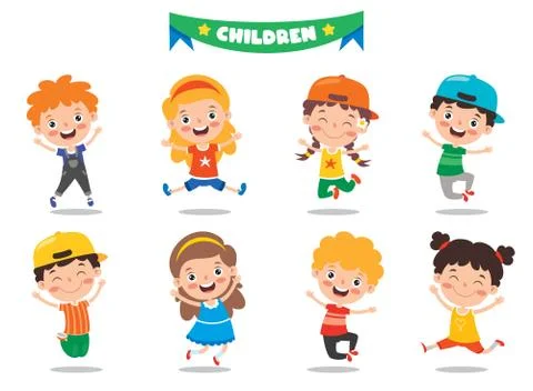 Group Of Funny Children Posing Stock Illustration