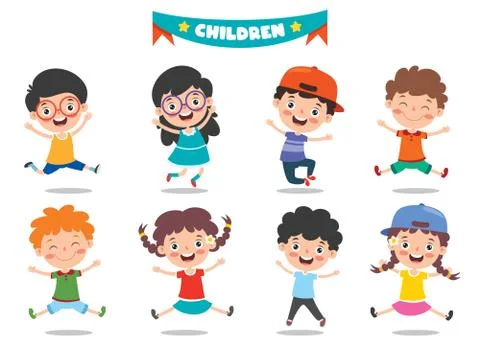 Group Of Funny Children Posing 스톡 일러스트