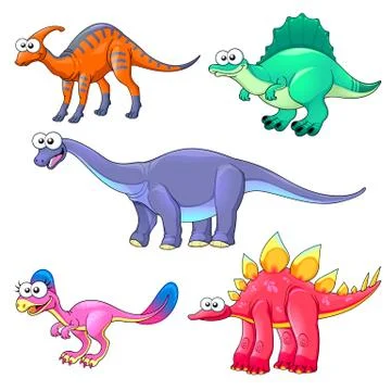 Group of funny dinosaurs Stock Illustration