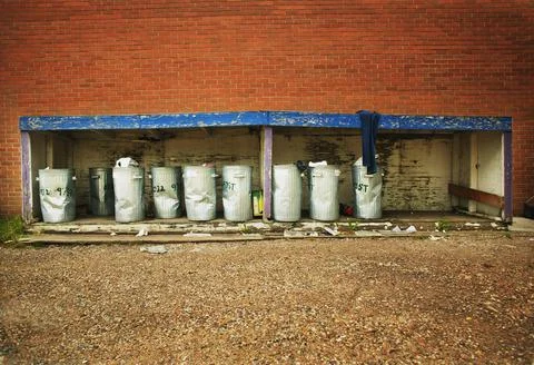 A Group Of Garbage Cans Stock Photos
