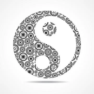 Group of gear make ying and yang symbol stock vector Stock Illustration