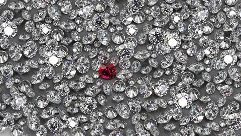 Group of gems 3d rendered in diamond and ruby Stock Illustration