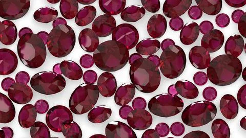 Group of gems 3d rendered in ruby Stock Illustration