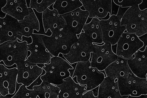 Group of Ghost figures black and white, Halloween background concept top view Stock Photos