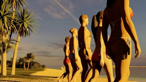 Group of girls on the beach Stock Footage 124801894