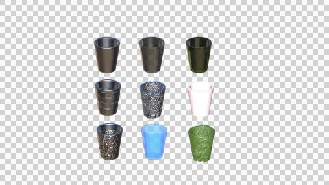 Group glass of water, Various materials for making drinking glasses Stock Illustration