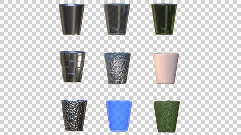 Group glass of water, Various materials for making drinking glasses Stock Illustration