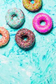 Group of glazed donuts on background Stock Photos