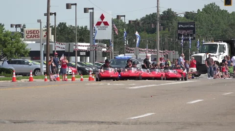 Group of Go-Carts in 2015 July 4th parade Stock Footage 52135572