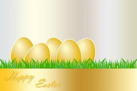 The group of golden eggs Easter card Stock Illustration
