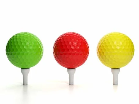 Group of golf balls. colored golf balls are in the range Stock Illustration
