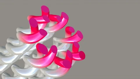 Group of gradient colored pink white pipes 3D 4K looped animation Stock Footage 205223755
