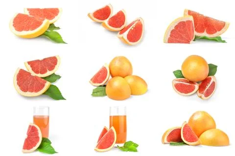 Group of grapefruit isolated on a white background Stock Photos