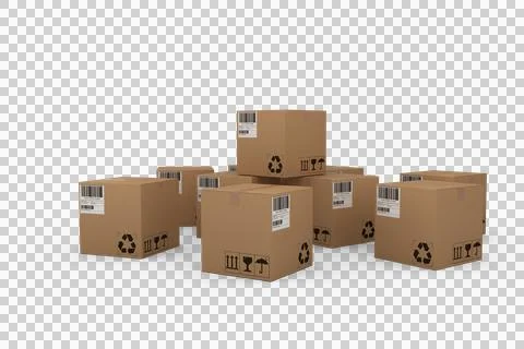 Group of graphic cardboard boxes Stock Illustration