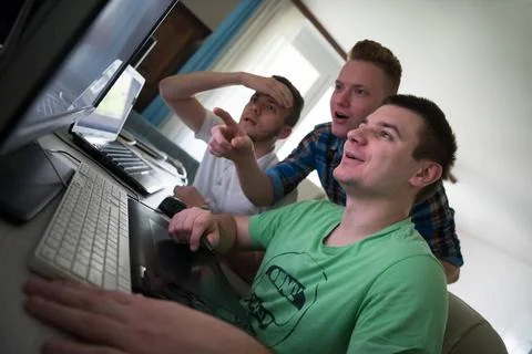 A group of graphic designers at work a group of young graphic designers wo... Foto stock