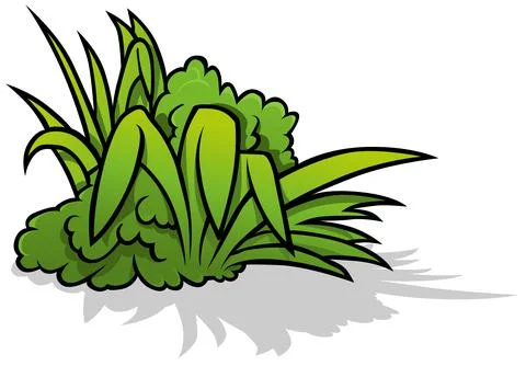 Group of Green Grasses Stock Illustration