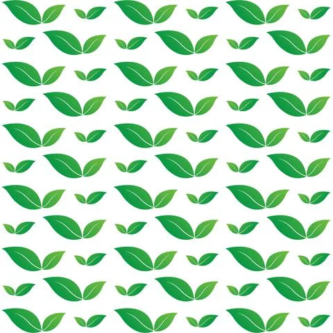 Group of green leaves in pattern design, Green leaves , white background in  Stock Illustration