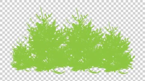Group of green pine tree silhouettes isolated on transparent background Stock Illustration