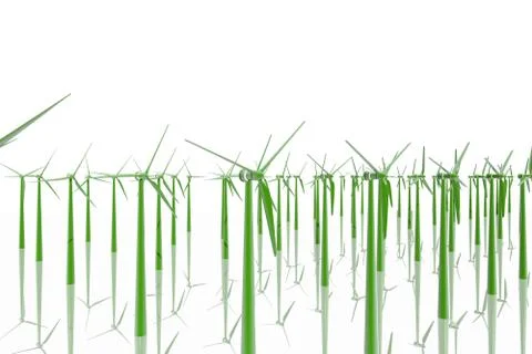 Group of green windmills Stock Illustration