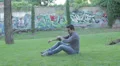 group of guys makes a joke to his friend at the park HD Footage