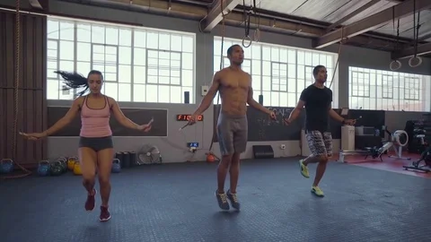 Group gym skipping Stock Footage 71616175