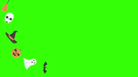 Group of Halloween graphic elements animation green screen Stock Footage 159675632