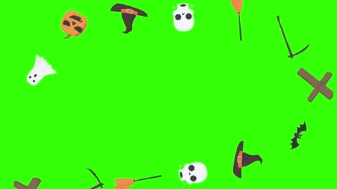 Group of Halloween graphic elements animation green screen Stock Footage 159675634