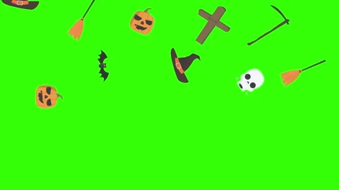 Group of Halloween graphic elements animation green screen Stock Footage 159675635