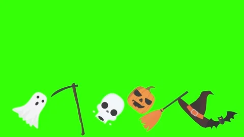 Group of Halloween graphic elements animation green screen Stock Footage 159675645