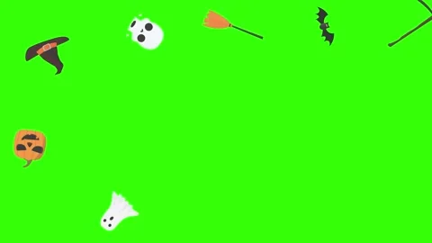 Group of Halloween graphic elements animation green screen Stock Footage 159675648