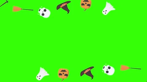 Group of Halloween graphic elements animation green screen Stock Footage 159675649