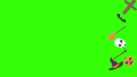 Group of Halloween graphic elements animation green screen Stock Footage 159675650