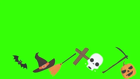Group of Halloween graphic elements animation green screen Stock Footage 159675655