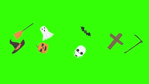 Group of Halloween graphic elements animation green screen Stock Footage 159675661