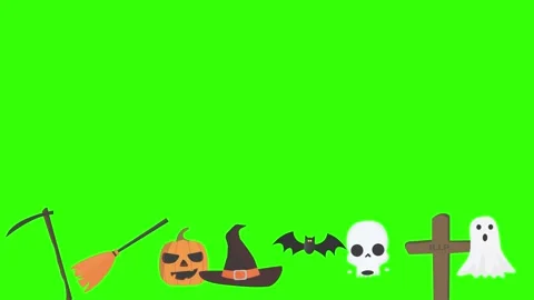 Group of Halloween graphic elements animation green screen Stock Footage 159675662
