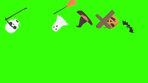 Group of Halloween graphic elements animation green screen Stock Footage 159675664