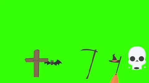 Group of Halloween graphic elements animation green screen Stock Footage 159675666